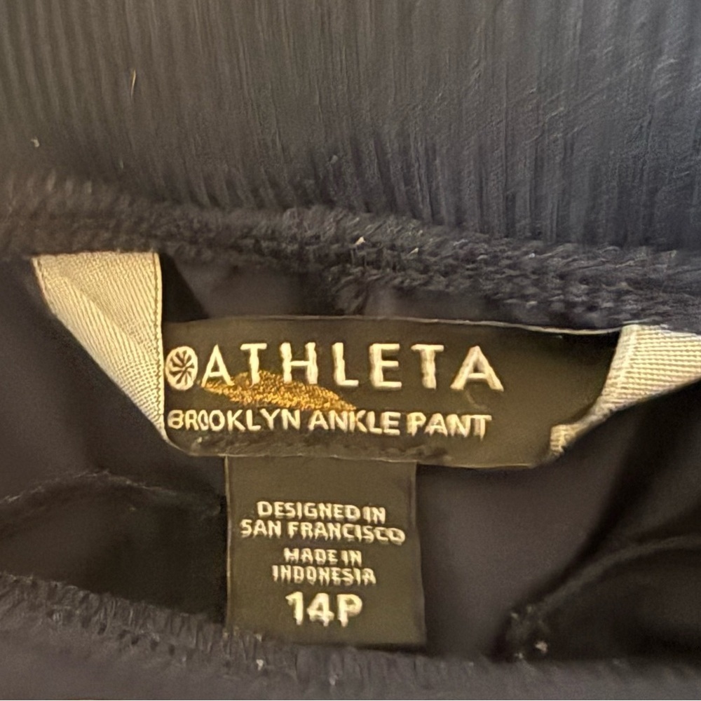Athleta Brooklyn Ankle Pants Navy Blue Active Athleisure Casual Women 14 Petite - Picture 6 of 10